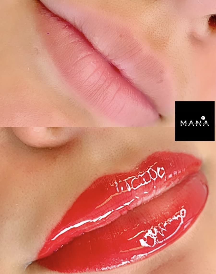 Bold Lip Colour with Lip Blush Tattoo Vibrant, long-lasting lip blush result at Mana Semipermanent, the PHI Brows-certified studio in Jesmond, Newcastle upon Tyne.