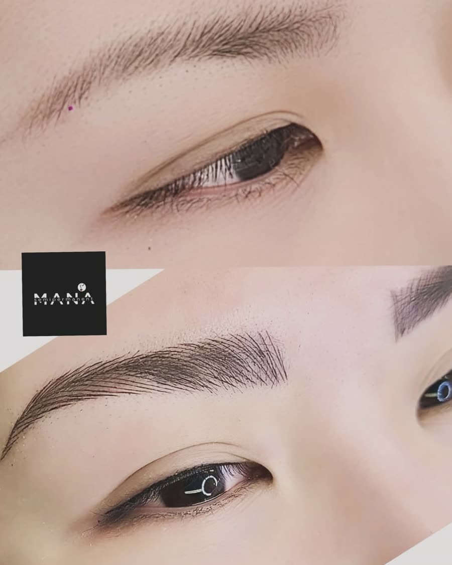 Brows & Eyeliner Combo Result Natural eyebrow microblading paired with semi-permanent eyeliner, completed at our Jesmond, Newcastle studio.